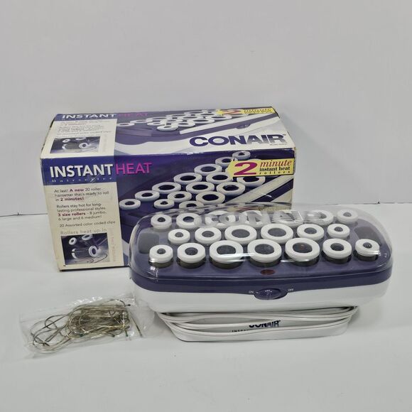 Conair Instant Heat Hairsetter 20 Flocked Curlers Hot Rollers 20 Clips CHV21 - Picture 1 of 7